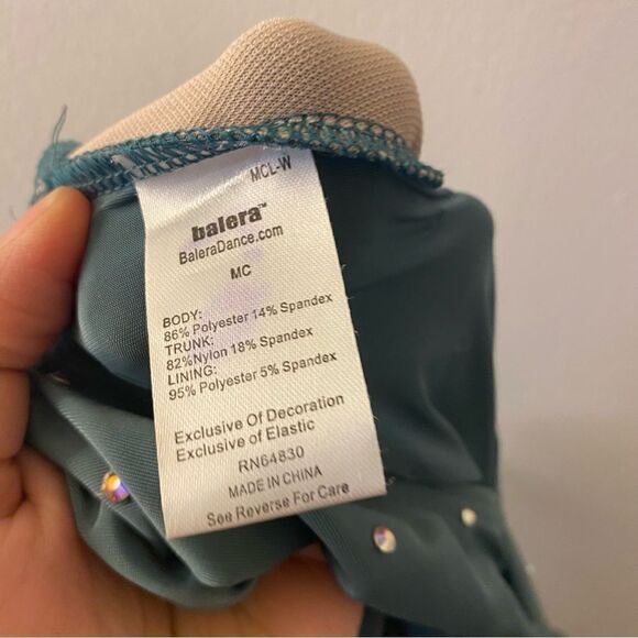 WEISSMAN Dance Costume Sage green Keyhole Back Skater Dress rhinestone D11782 IC - Picture 9 of 13